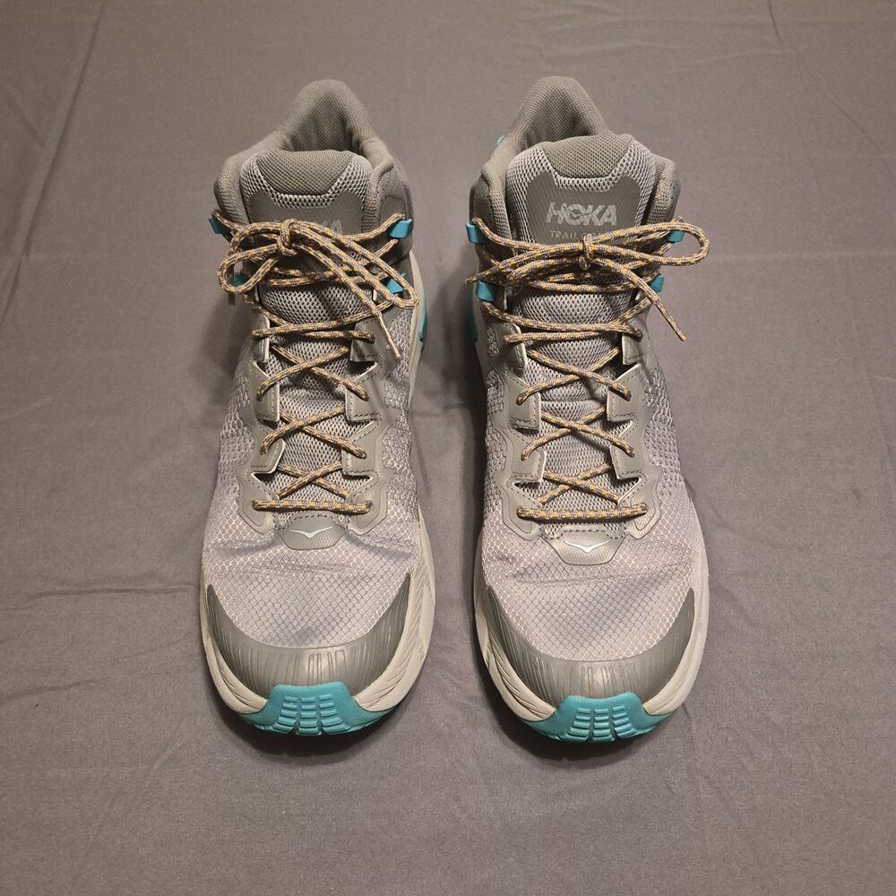 Hoka One One Trail Code GTX Men Size 13 Gray Aqua Hiking Boots 1123165FGCQ